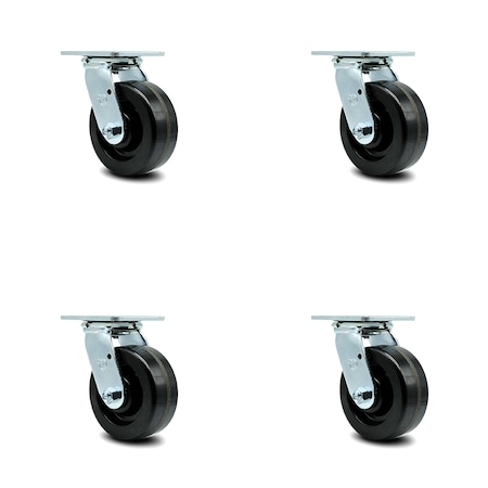 Service Caster 5 Inch Phenolic Swivel Caster Set with Roller Bearing and Swivel Lock SCC SCC-30CS520-PHR-BSL-4